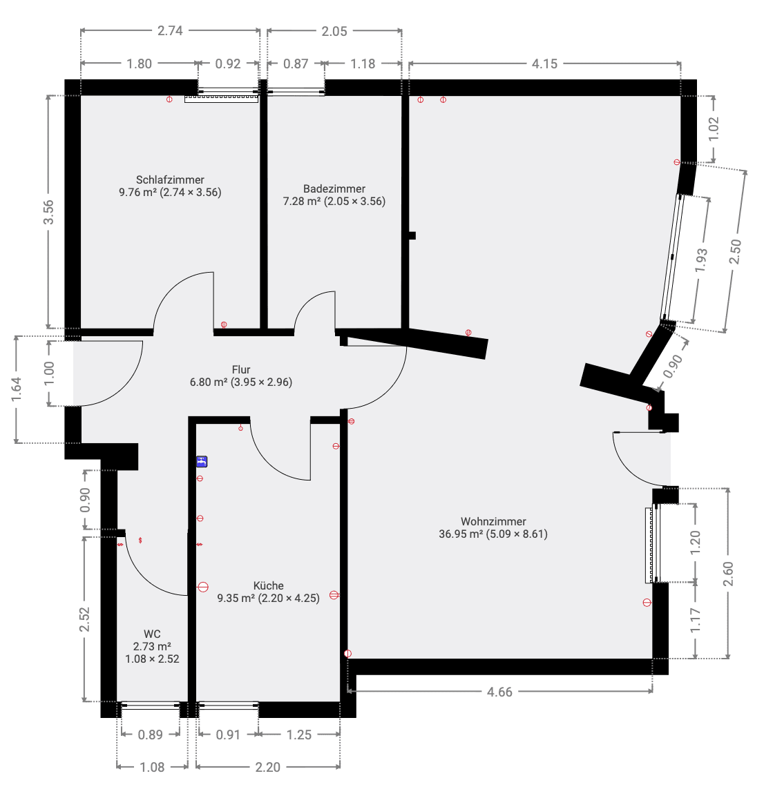 Grundriss der Ferienwohnung Bergblick Bad Staffelstein